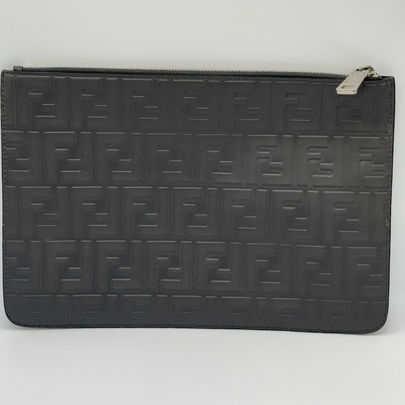 Fendi Embossed Zucca Pouch Grey - Picture 2 of 13